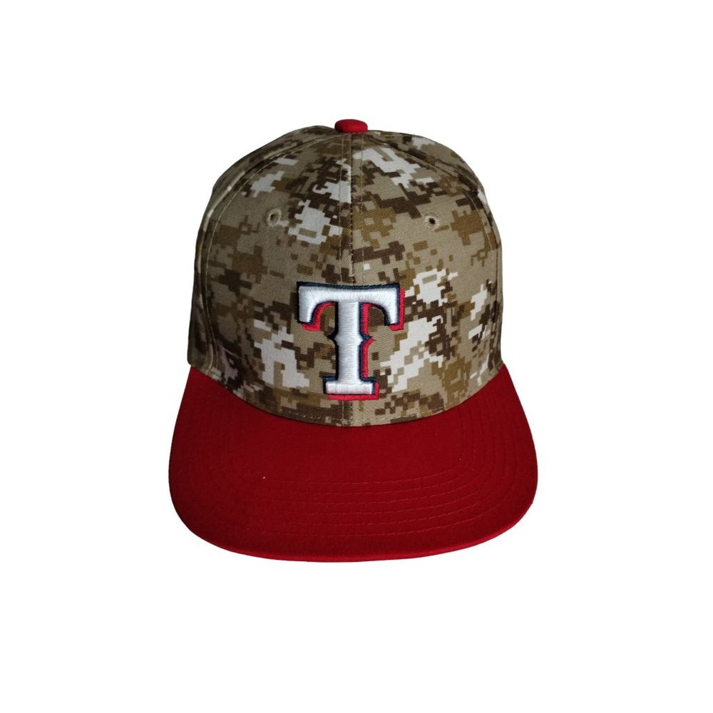 Texas Rangers Red & Camo Fanatics Authentic Adjustable Ball Cap Hat - Picture 2 of 9